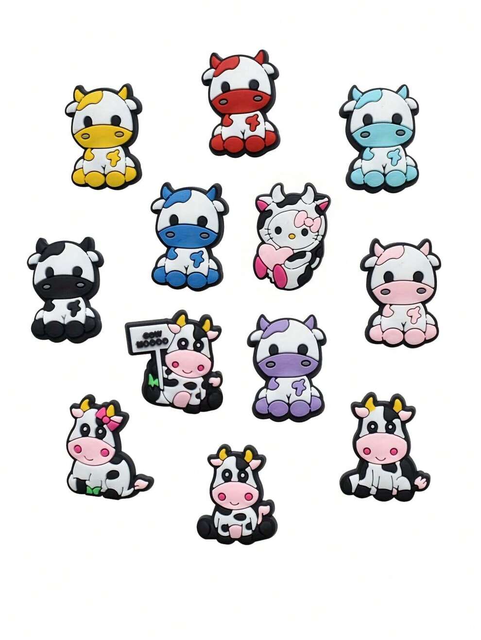 12pcs Cartoon Cow Pattern Shoe Hole Decoration Accessories