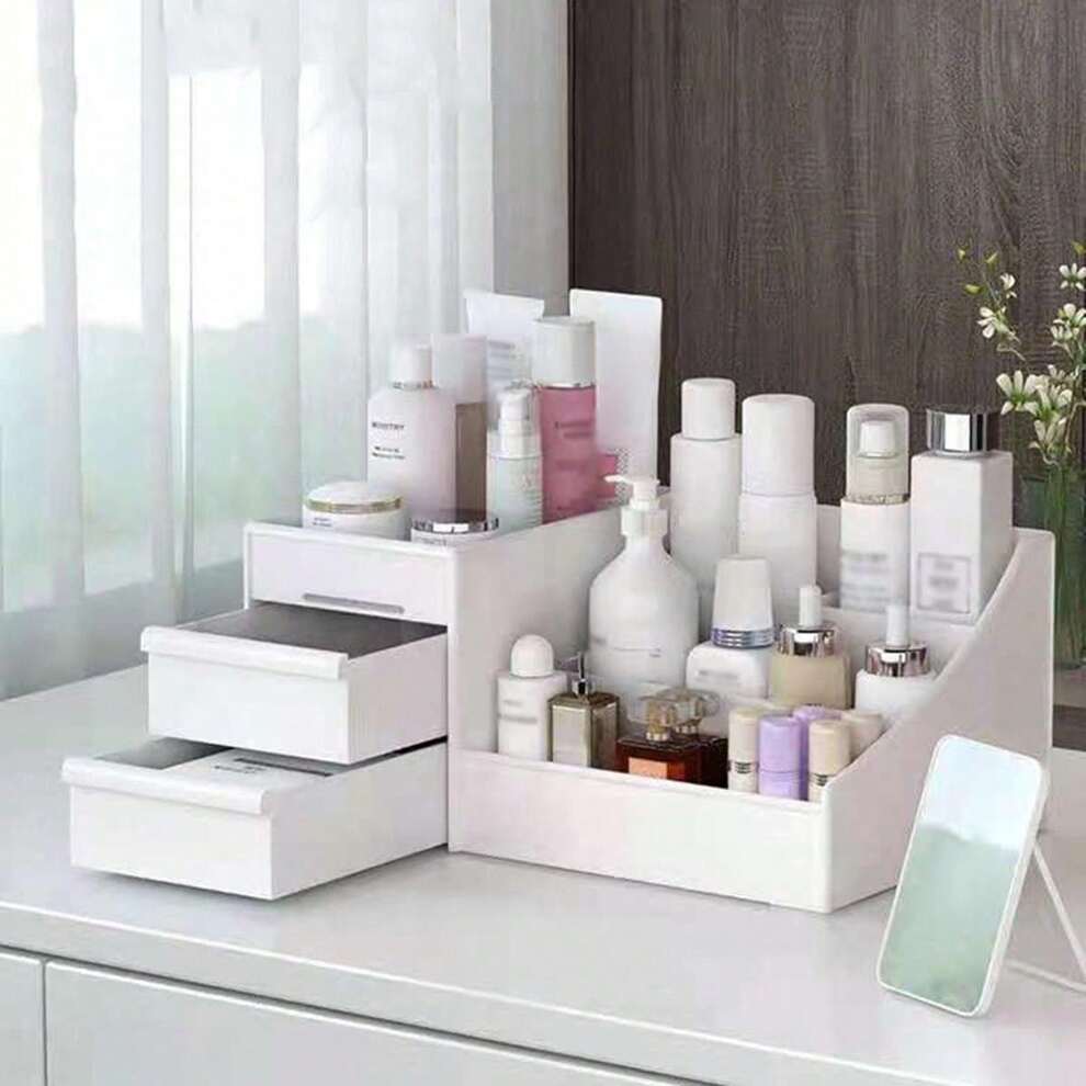 1pc Makeup Organizer Box, Countertop Cosmetic Storage Drawer For Dresser, Jewelry And Skincare Products Display Stand