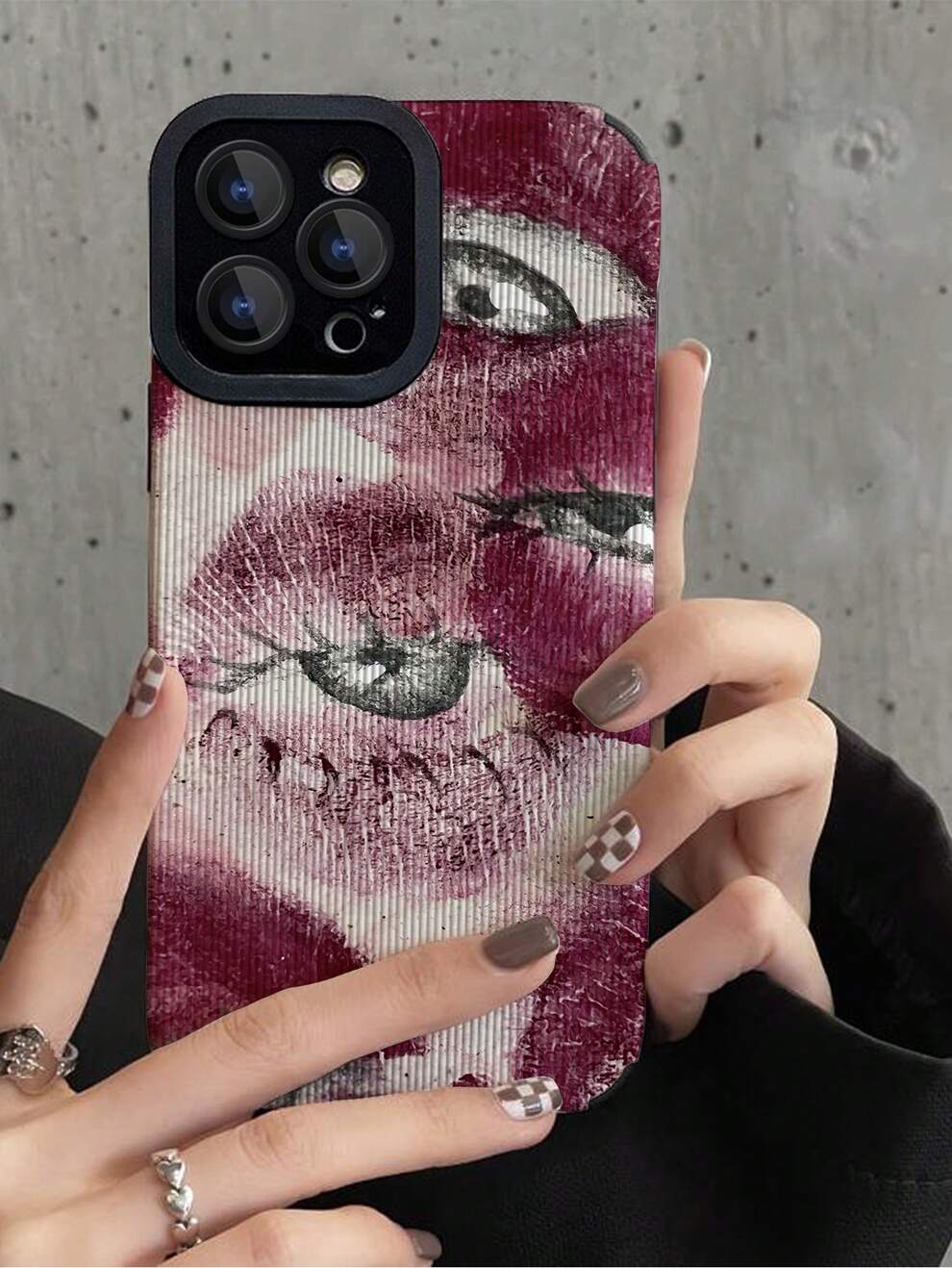 1pc Cartoon Eye Pattern Faux Leather Texture 3d Soft Shockproof Phone Case Compatible With IPhone And Samsung