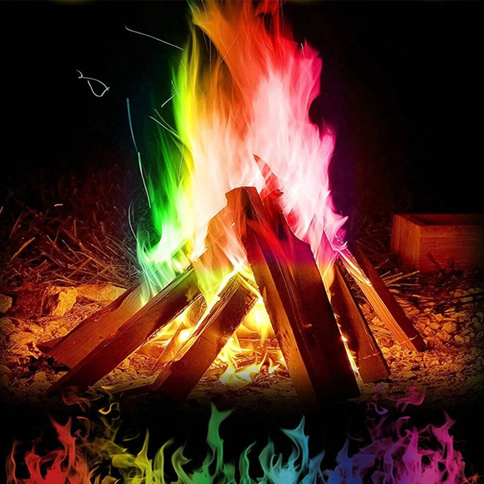 Magic Flames 2pcs 10/15/25/30g Colorful Fire Powder Outdoor Bonfire Color Changing Flame Powder Rainbow Flame Powder Flaming Color Reaction Powder Magical Prop