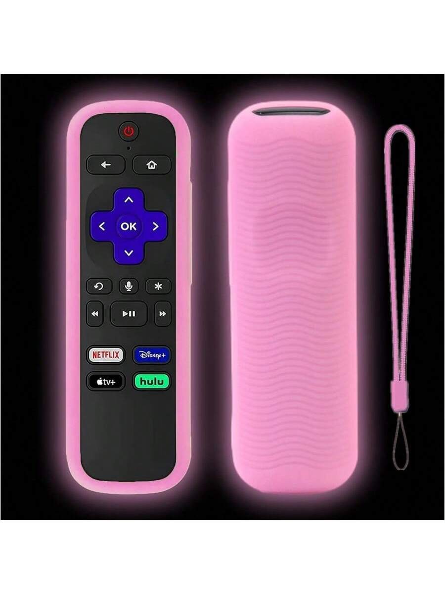 Silcone Remote Control Cover For Roku TV Express 4K+ HD Streaming Stick 4K Premiere Streambar Soundbar LE SE Streaming Media Players Devices Remotes, Glow In The Dark Remote Case With Lanyard For Roku