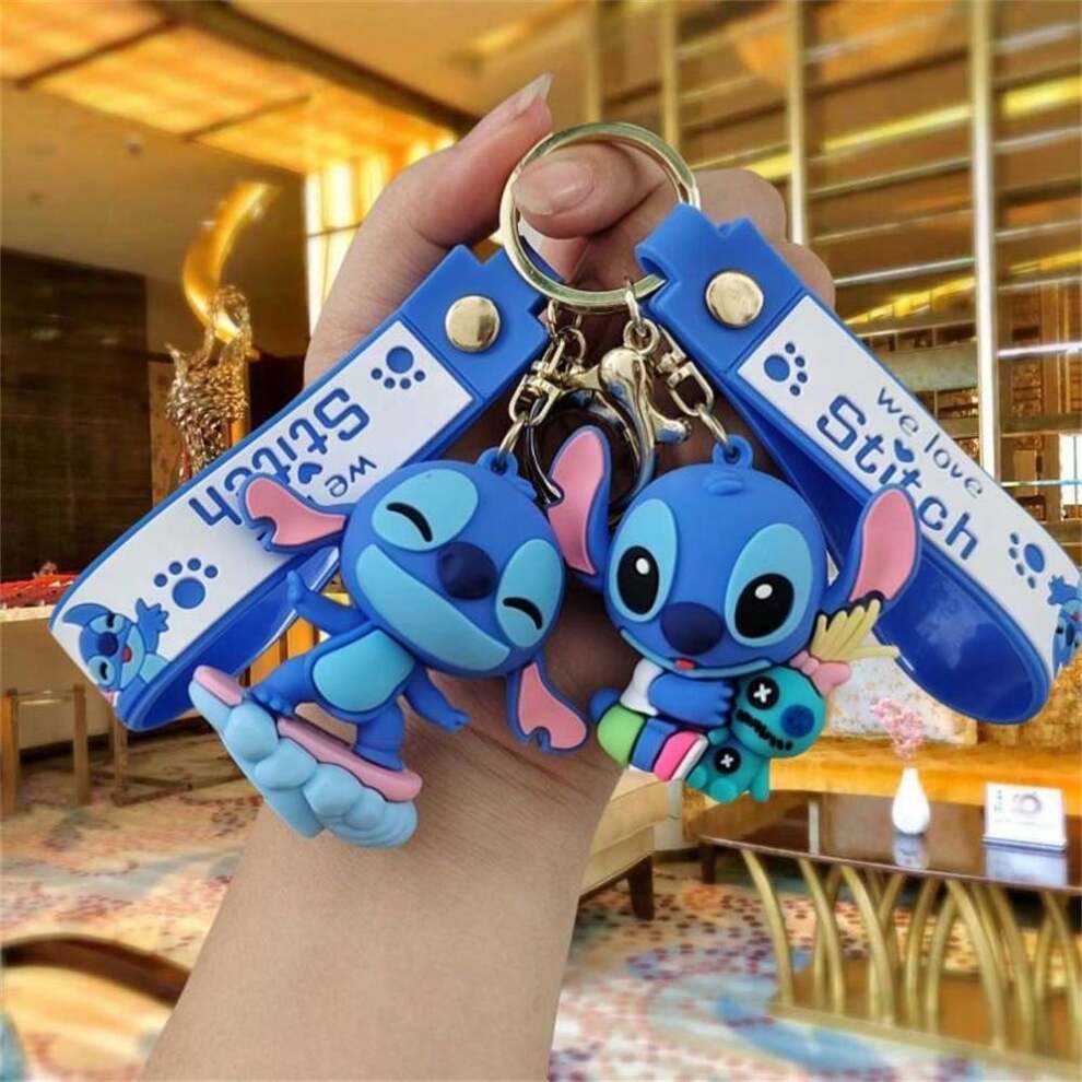 Cartoon Stitch Keychains Creative Car Key Handbag Accessories Lilo & Stitch Anime Keyring Christmas Birthday Gift