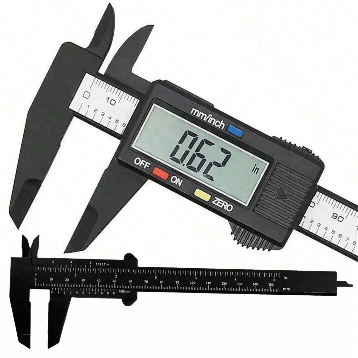 1pc Digital Caliper, Made Of Carbon Fiber With Two Measurement Units(5.91in/3.94in), Micrometer Measuring Tool, Battery Not Included