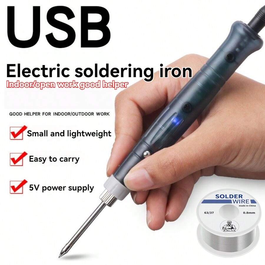 1 Set Of Portable 5V USB Soldering Iron Professional Electric Heating Tool Rework With Indicator Light Handle Welding Gun Repair Electric Welding Pen Tool, Soldering Iron Welding Tools, Rework Station