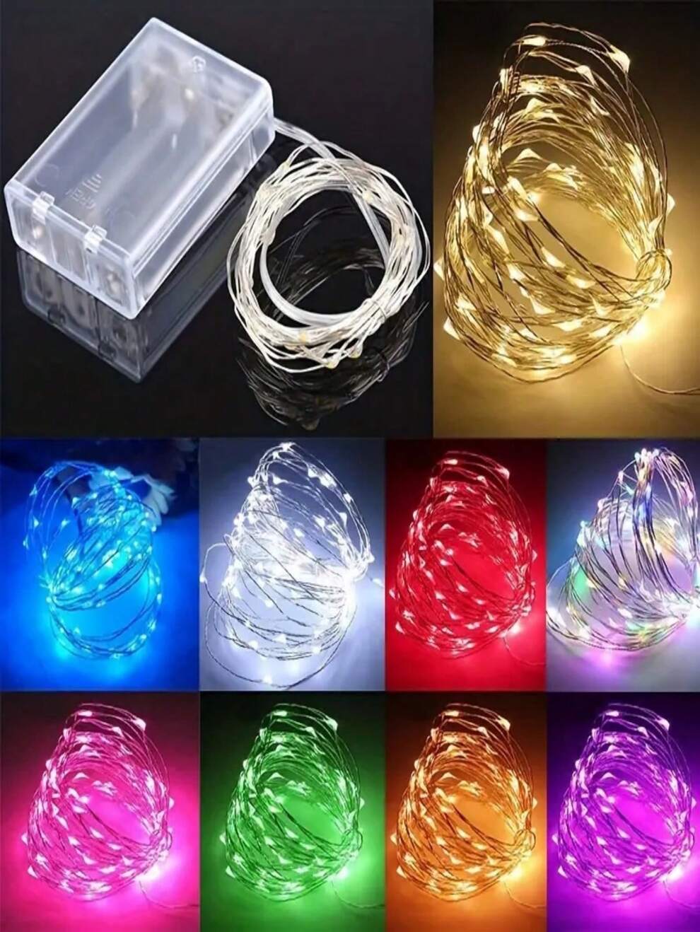 3/5/10m 30/50/100led Colorful Copper Wire Lights, Battery Box Powered, For Room, Bedroom, Christmas, Birthday, Floral Arrangement, Gift Box Decoration