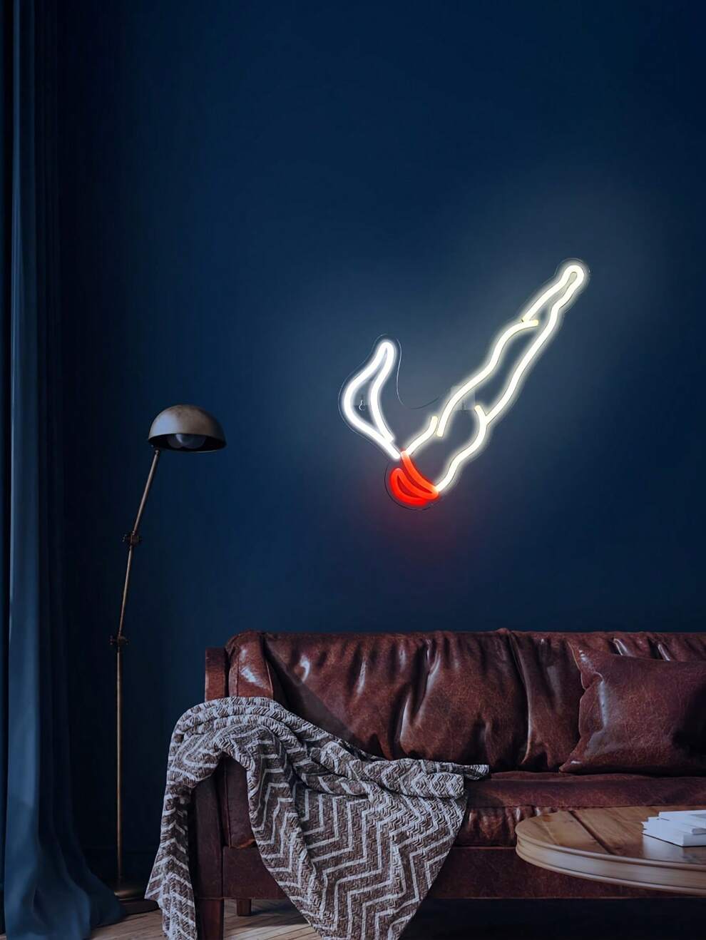 1pc Backboard Led Neon Light Cigarette, Bedroom Decorative Light, Line Switch, 5V USB Powered Wall Hanging Light