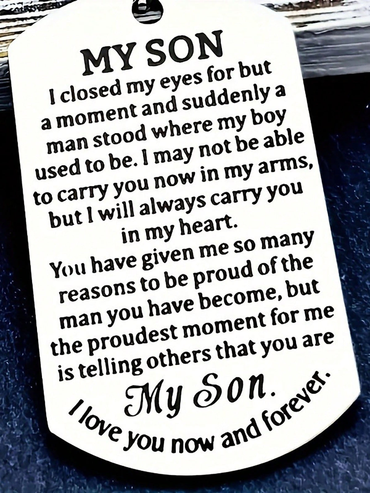 1pc Stainless Steel Bohemian Style Silver Pendant Keychain With The Words "MY SON"