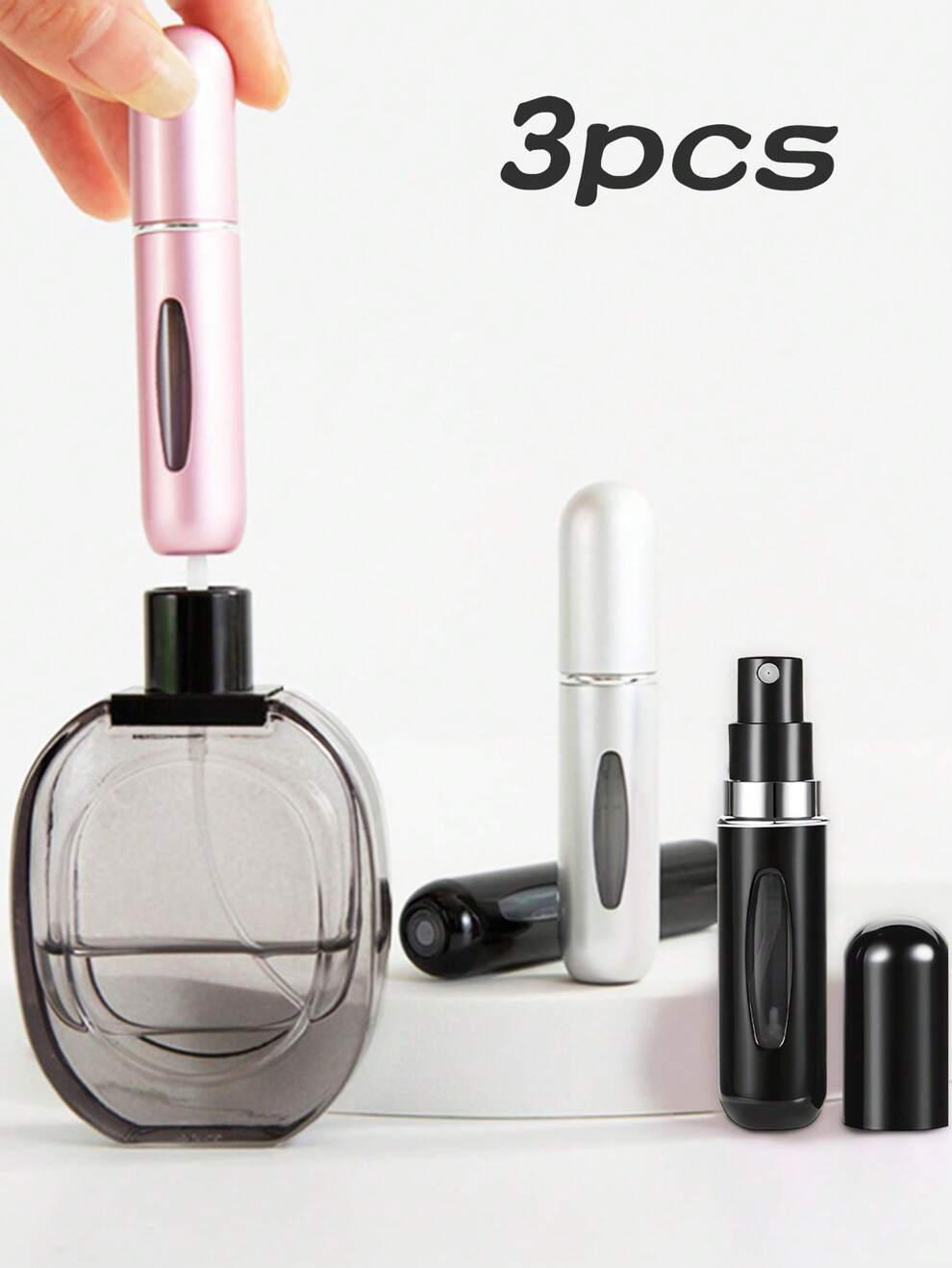 1/3pcs 5ml Refillable Perfume Spray Bottle Portable Travel Size Bottle Mini Spray Empty Cosmetic Container Bottom-Fill Pump-Action Tool & Accessory For Easy Fragrance Application For Man Women Boys An