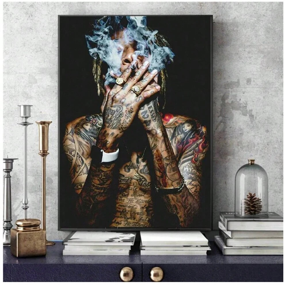 1 Pieces Frameless Rap Music Hip-Hop Art Fabric Poster Print Wall Pictures For Living Room Decor Canvas Painting Posters And Prints