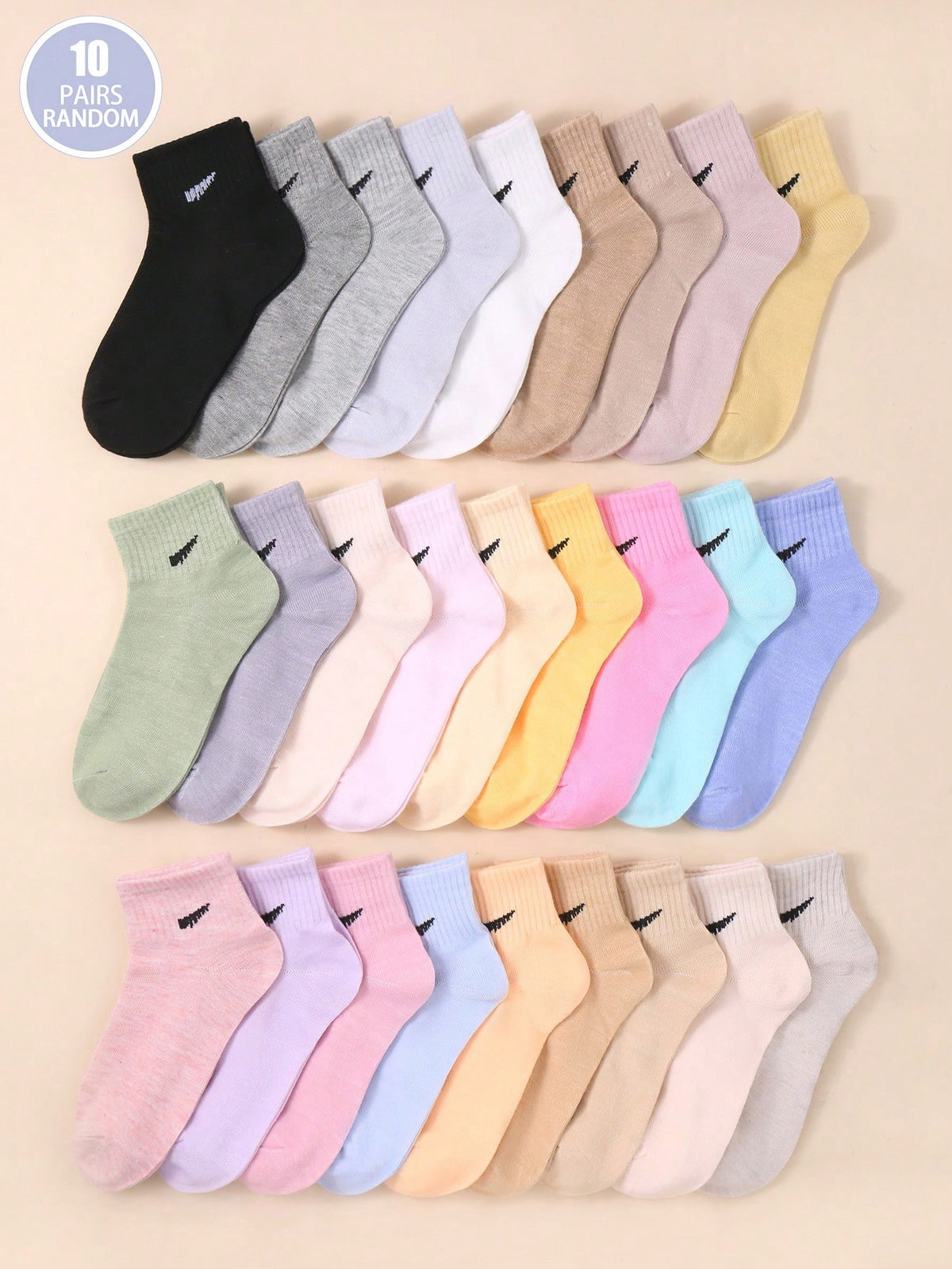 10pairs Random Solid Color College Style Simple Daily Sporty Short Socks