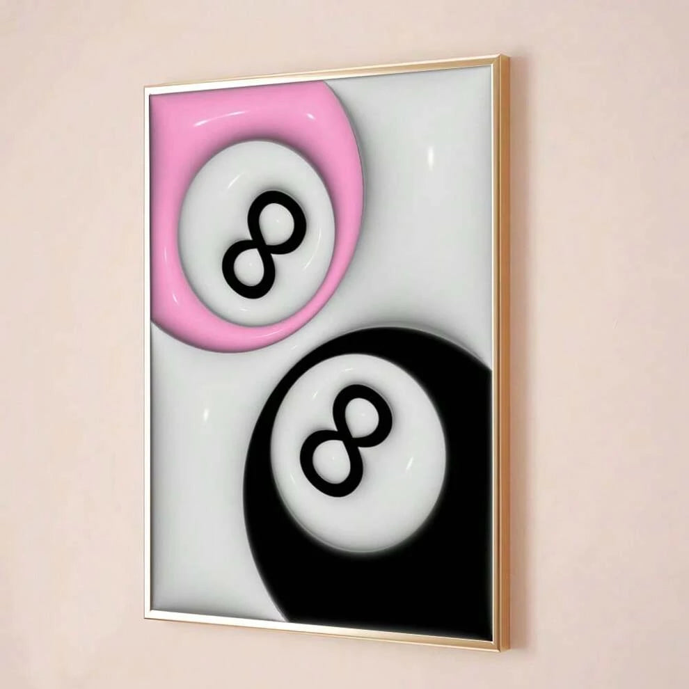 1pc Frameless Number 8 Pool Ball Preppy Art Trendy Poster Y2K Retro Aesthetic Canvas Painting Print Funky Wall Picture Gift For Couples,Dorm,Bedroom,Living Room,Home Decoration