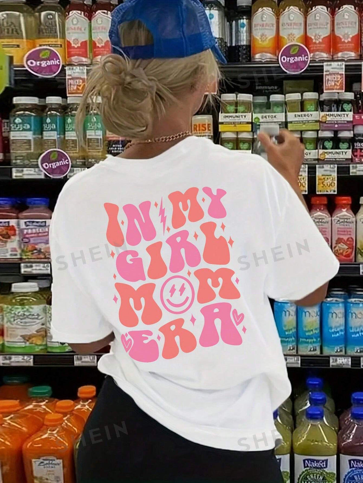 SHEIN EZwear English Printed T-Shirt IN MY GIRL MOM ERA