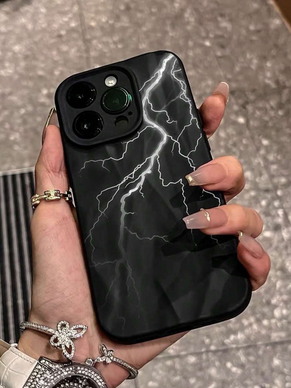 Artistic Lightning Design Phone Case Compatible With Apple