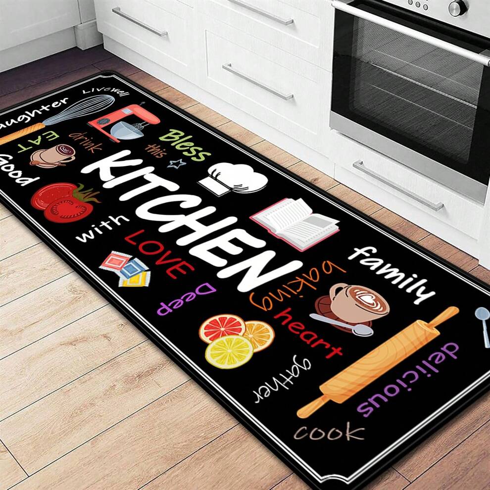 1pc Premium Prints Kitchen Soft Comfort Standing Mat,Absorbent Anti-Slip Durable Anti- Stain Mat,Suitable For Bathroom Doorway Kitchen Dining Room Carpet,Living Room Bedroom Home Decor Rug