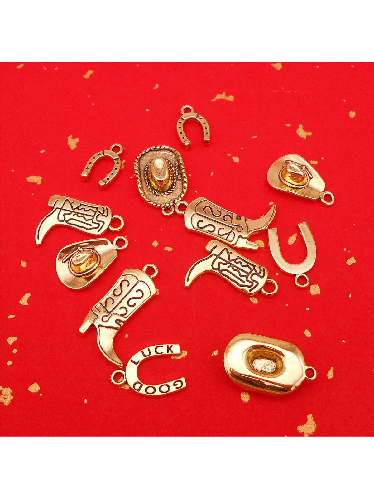 30PCS Antique Gold Western Cowboy Charms Pendants Hat Cactus Cowboy Boot Charms For Bracelet Earrings Necklace Jewelry Making