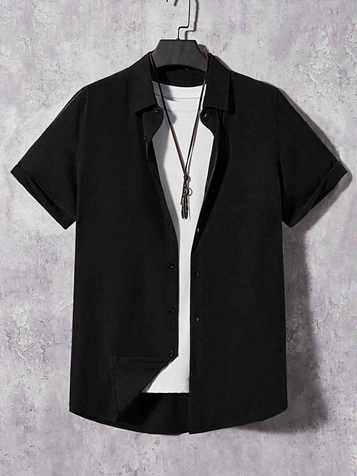 Manfinity Homme Men Solid Button Front Shirt Without Tee