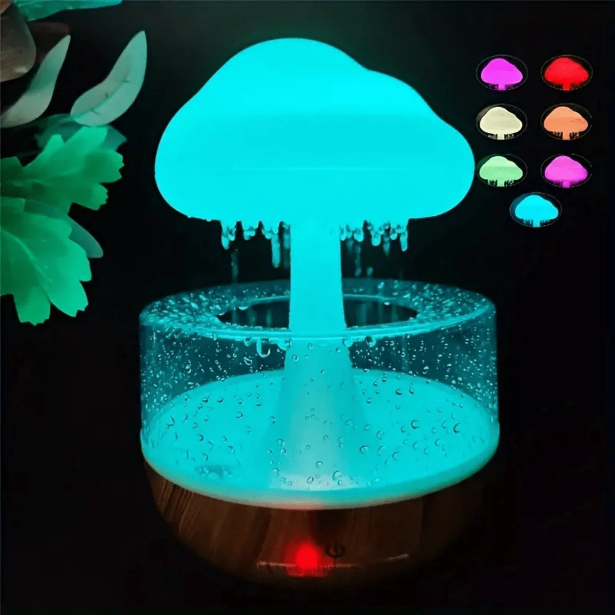 Colorful Nimbus Humidifier Raindrop Sound Mushroom Light Bedroom USB Home Diffuser, 7 LED Lights Lovely Essential Oil Diffuser Nimbus Night Light, Quiet Humidifier For Room Relaxation Decoration Sleep