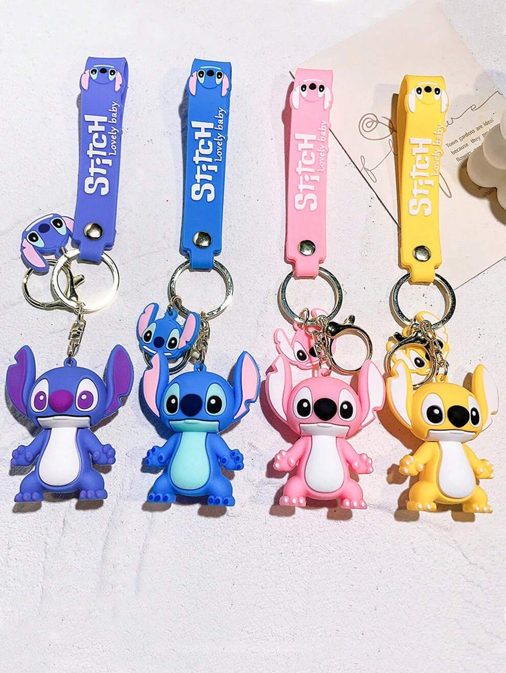 1Pc Unisex Anime Lilo & Stitch Stitch Keychain Cute Car & Backpack Bag Decor Keyring Pendant For Women Men Boy Girls Couple Gift