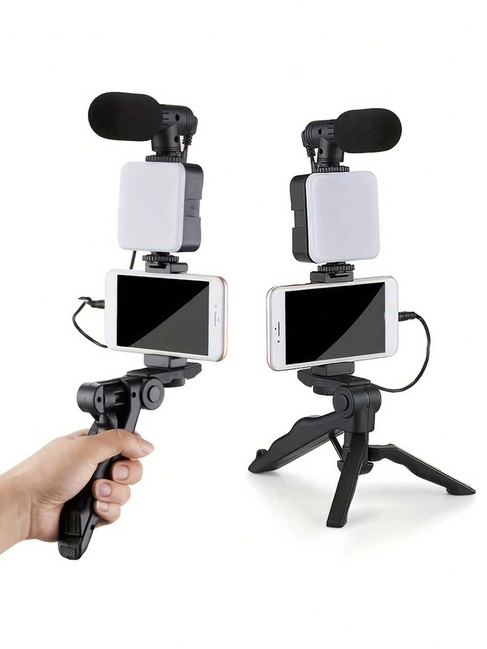 Smartphone Tripod With Fill Light Pocket Light Mic For Live Streaming And Recording Videos