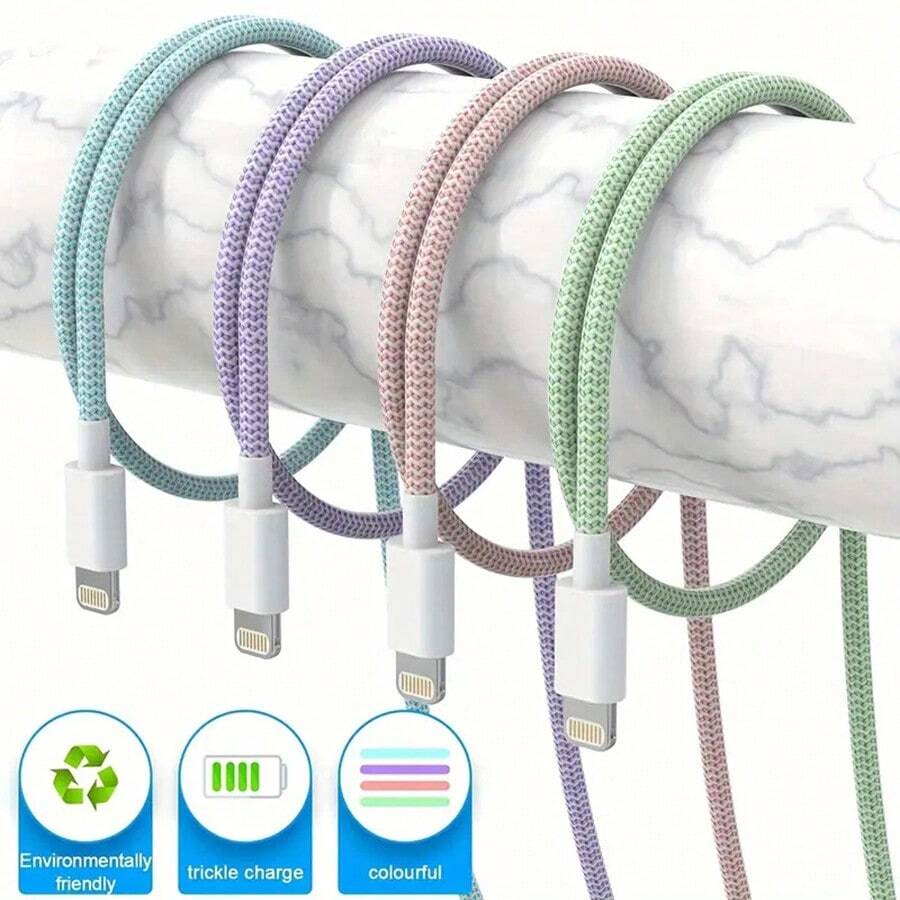 MFi Certified Super Long Charger Cable Multi-Color USB TO 8 PIN Fast Charging Cord Nylon Braided Data Sync Transfer Lead Compatible With IPhone,3A Color Woven Apple Data Cable Charging Cable,USB Charg