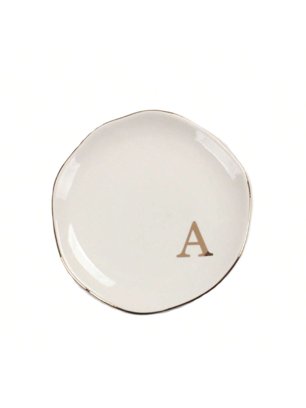 Initials Ring Dish Jewery Tray With Personalized A-Z Monogrammed Gifts Wedding Engagement For Women Friends Sister,Ceramic White