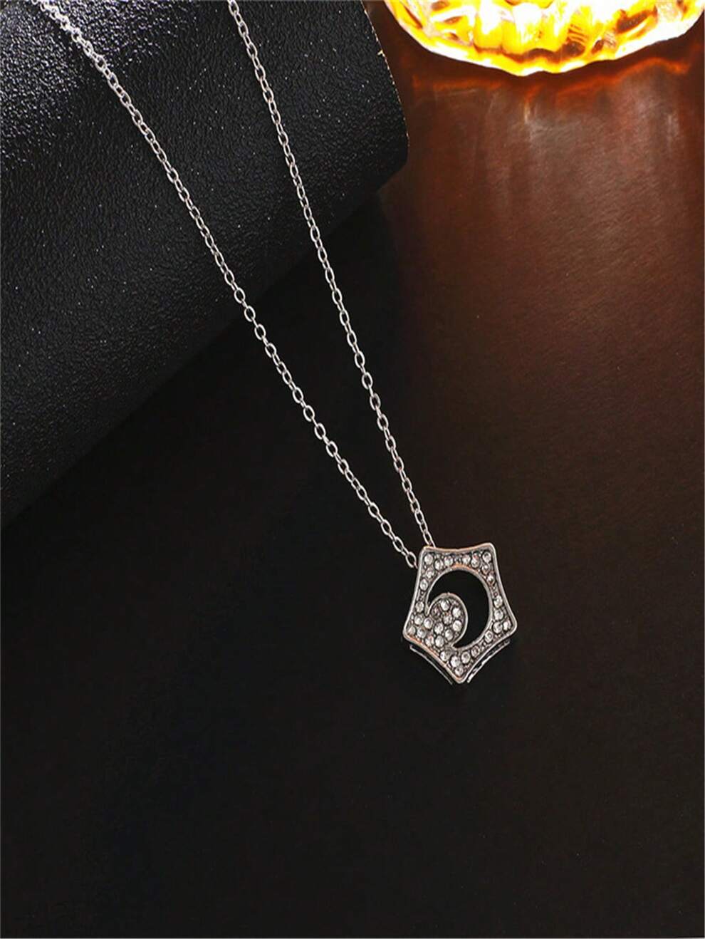 1pc Starry Rhinestone Studded Pendant Women's Six-Pointed Star Collarbone Necklace, Stainless Steel Chain Geometric Pentagram Delicate Necklace For Daily Wear Or Friend Gift