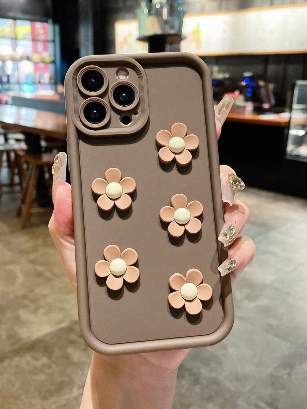 1pc 3D Flower Pattern Thick TPU Soft Protective Phone Case With Precise Camera Hole Design, Great Camera Protection, Compatible With IPhone/Galaxy/Infinix/Xiaomi Redmi