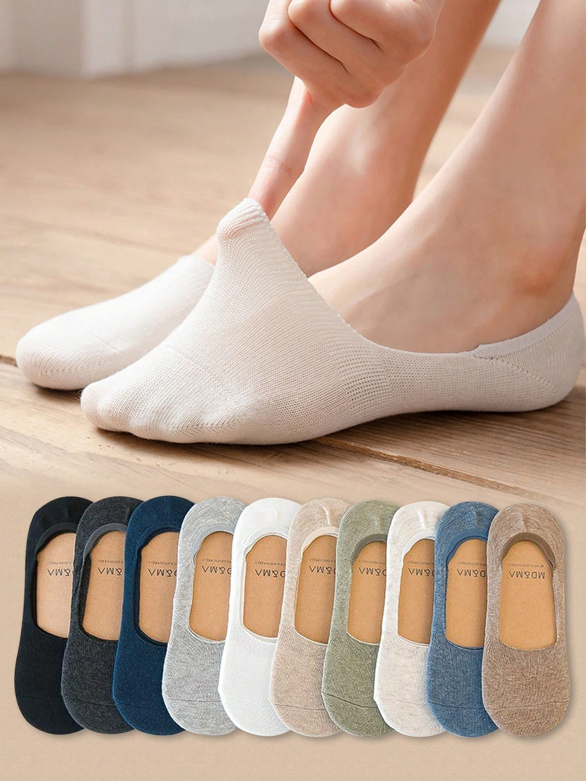 10pairs/Set Women's Casual Solid Color Liner Socks, Anti-Slip Silicone, High Elasticity, Breathable, Absorbent, Suitable For Daily Wear, 10 Colors Each 1 Pair