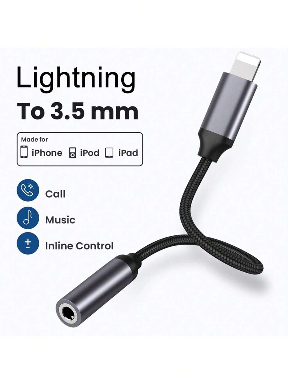 Lightning To 3.5mm Headphone Adapter 3.5mm Jack Adapter Compatible With Iphone 14/13/12/11 Pro Max XS XR X 3.5mm AUX Converter