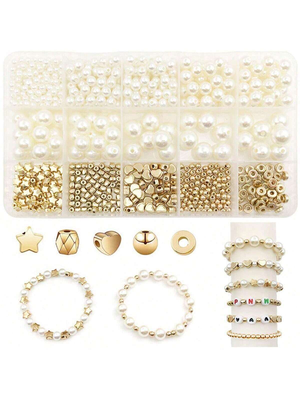 720pcs/Box Of Acrylic Pearl DIY Beads Set Can Be Used To Make Hand String Necklace Mobile Phone Chain Jewelry Making Kit Women's Pearl Bracelet