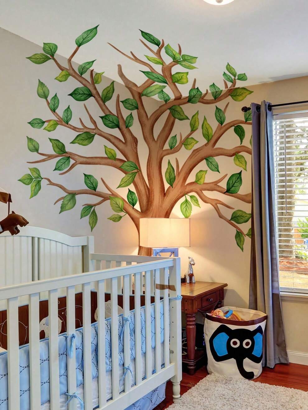 1set Of 3 Cartoon Style Big Tree Wall Decals For Kids' Room Decor