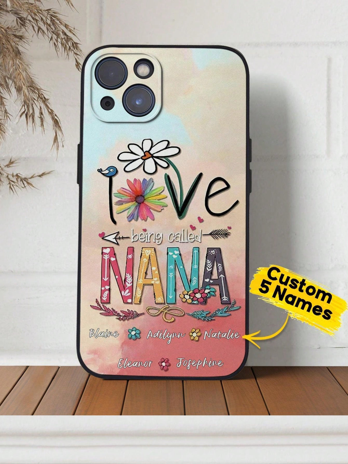 1pc Custom Floral Phone Case, TPU IPhone Case, Custom Floral IPhone Case, NANA Birthday IPhone Case, Shockproof Protection For Your Phone, IPhone Series, Case Compatible With IPhone Pro /Pro Max/X/ XR