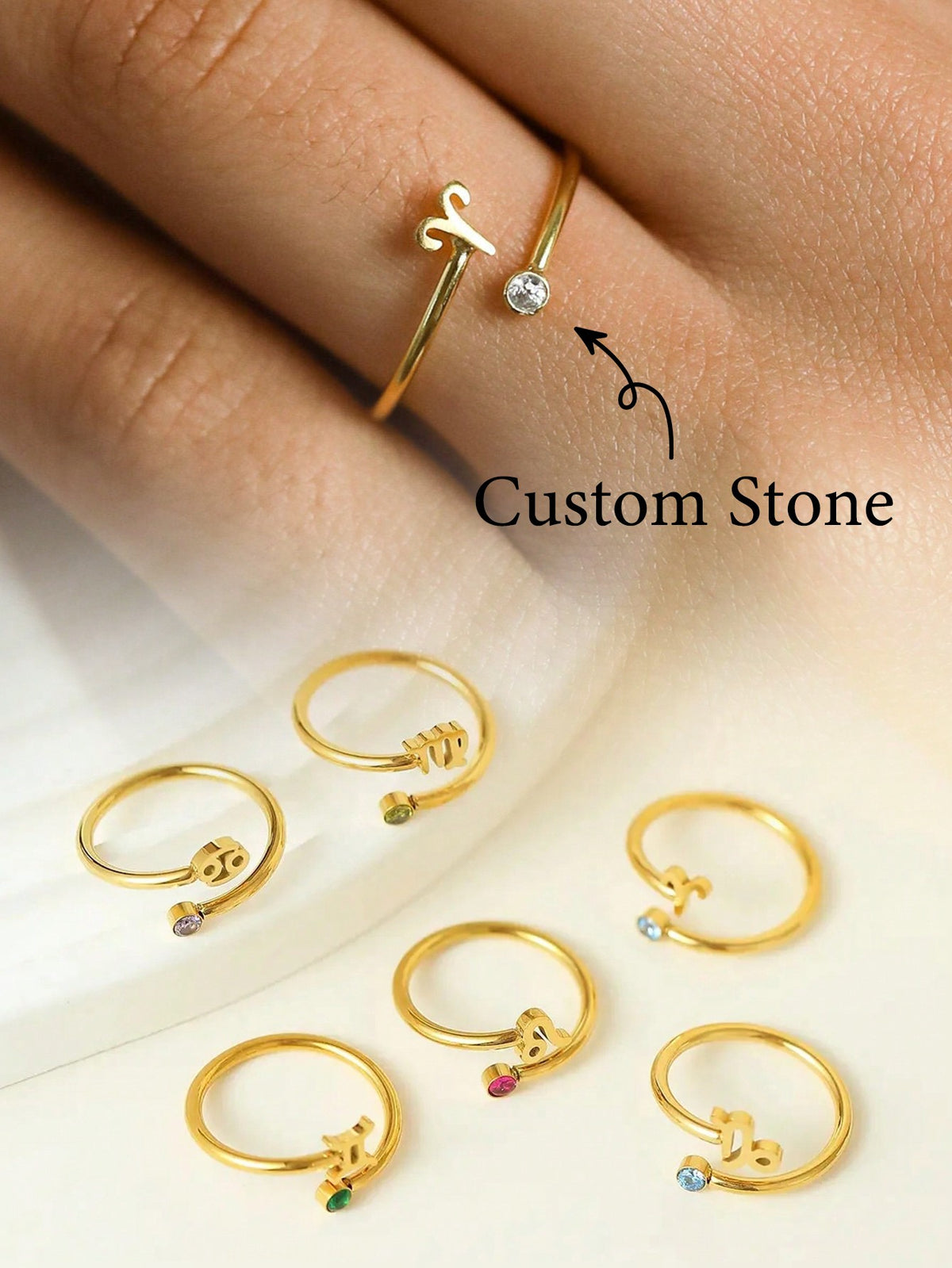 1pc S925 Sterling Silver Customized Exclusive Birthstone Constellation Adjustable Ring  Customized Gift For Women Fine Ladies Jewelery Gift Anniversary Gift