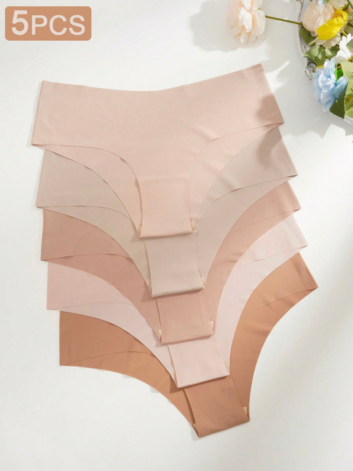 5pcs/Pack Women Sexy Seamless Adhesive Comfortable Breathable Briefs, Women Underwear Panty