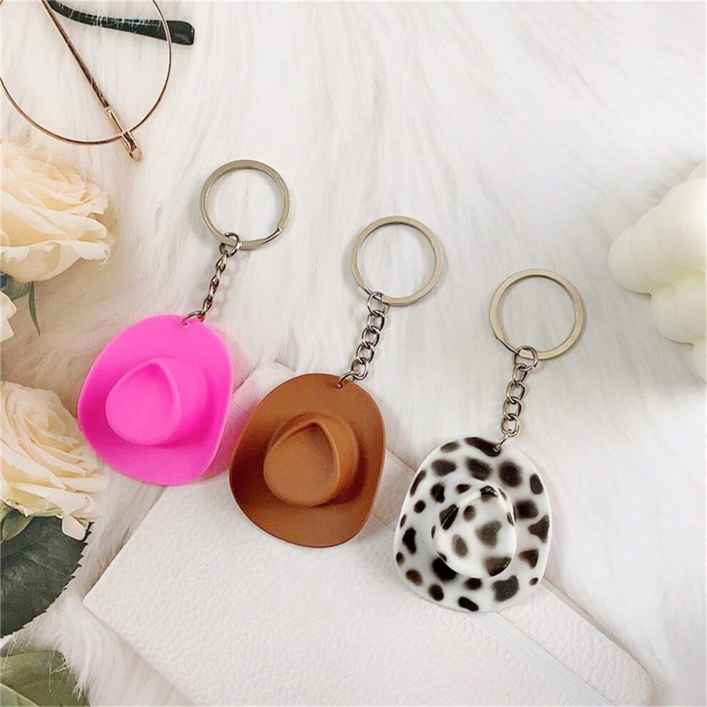 Cowgirl Mini Hat Keychain Bag Decor Keyring Charms Car Hanger Ornamets Western Accessories Phone Pendant Cute Souvenir Gift