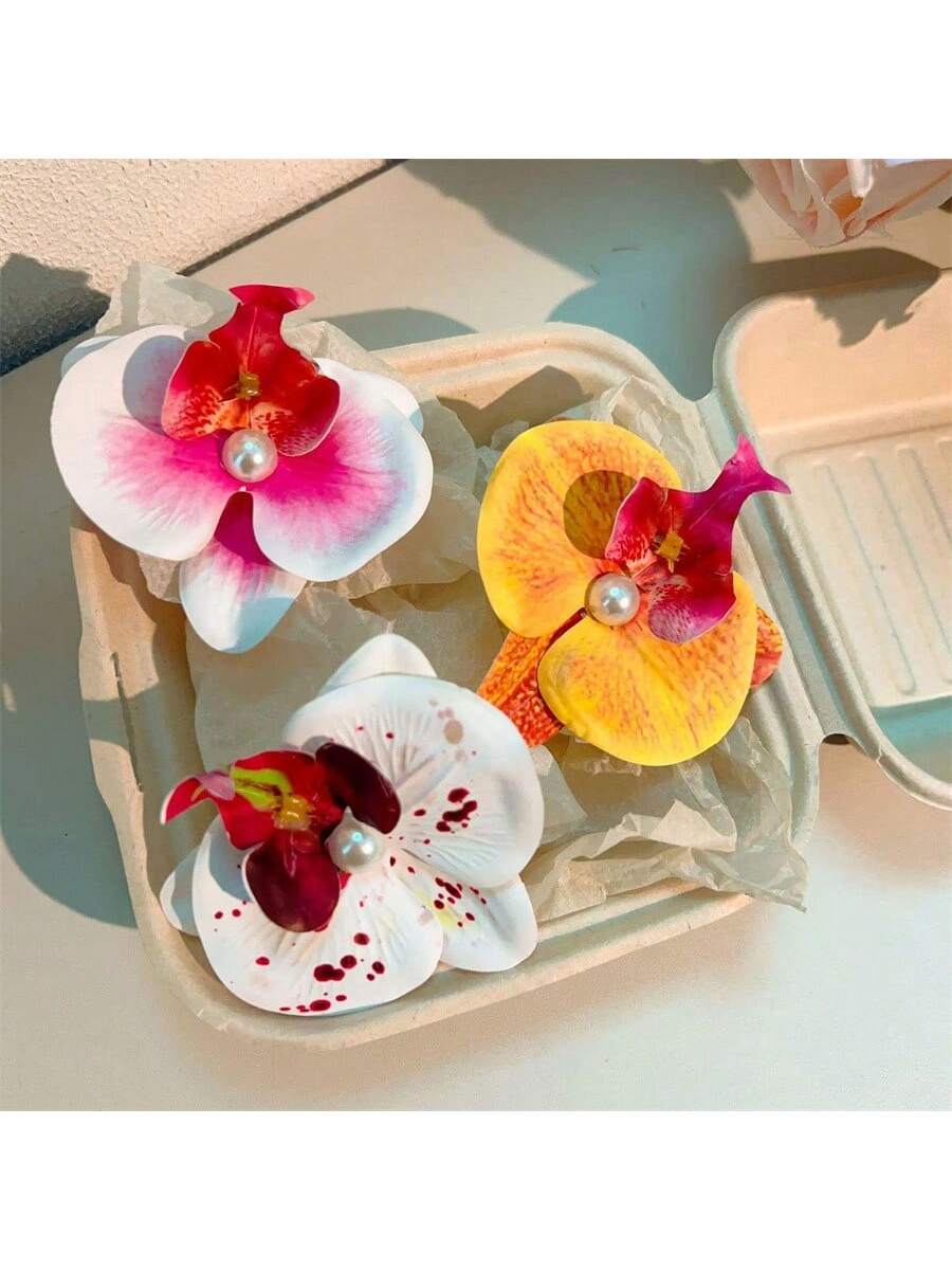 1pc Elegant And Unique Butterfly Orchid Hair Clip With Sweet Elegant For Daily Dressing And Beach Vacation