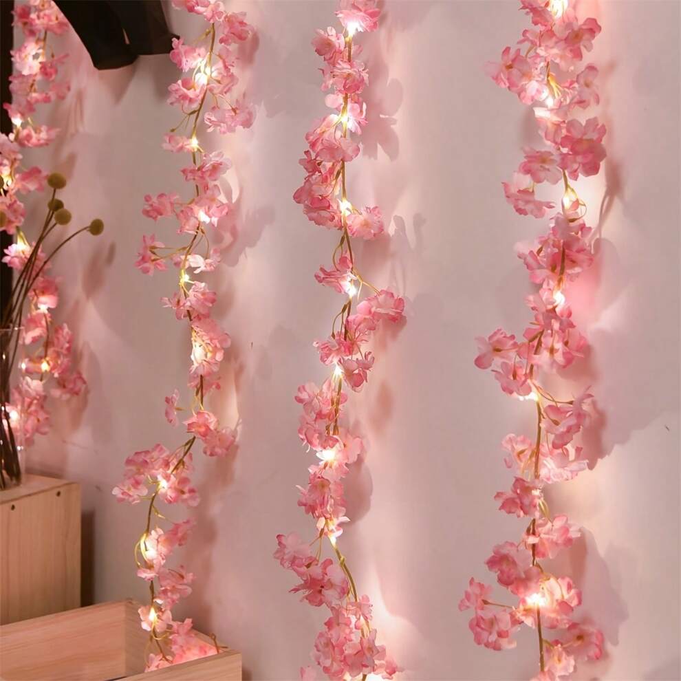 1 Roll,LED Cherry Blossom Lamp String Yard Light New YearDecorations,NOT INCLUDED BATTERIES(1pc 6.56ft 20 Led),Mother'sDay Gift,Mother's Day Decor Outdoor Lights Fairy Lights