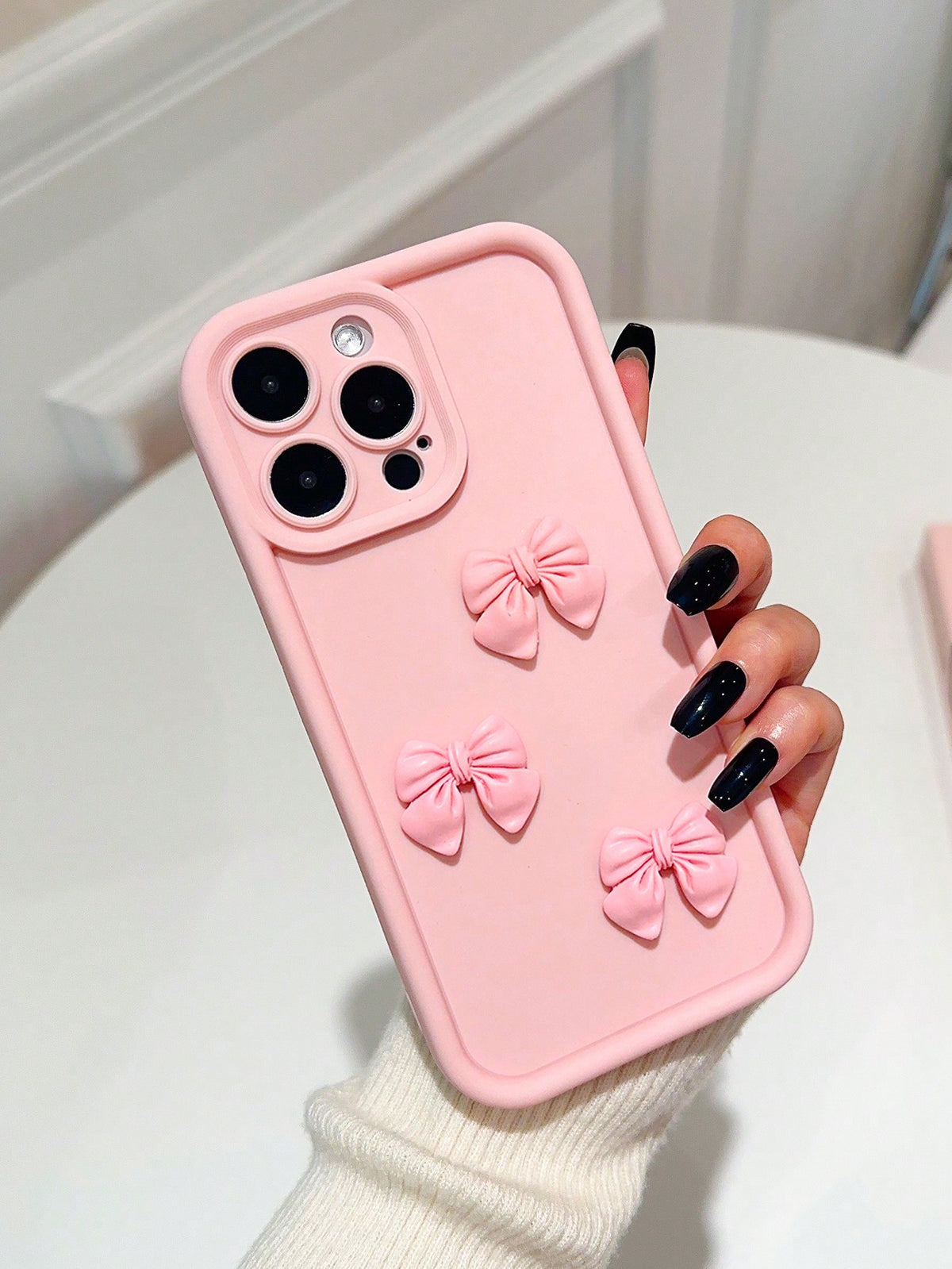 High Bamboo Pink Bow Decorated Anti-Fall Phone Case Compatible With IPhone15PRO