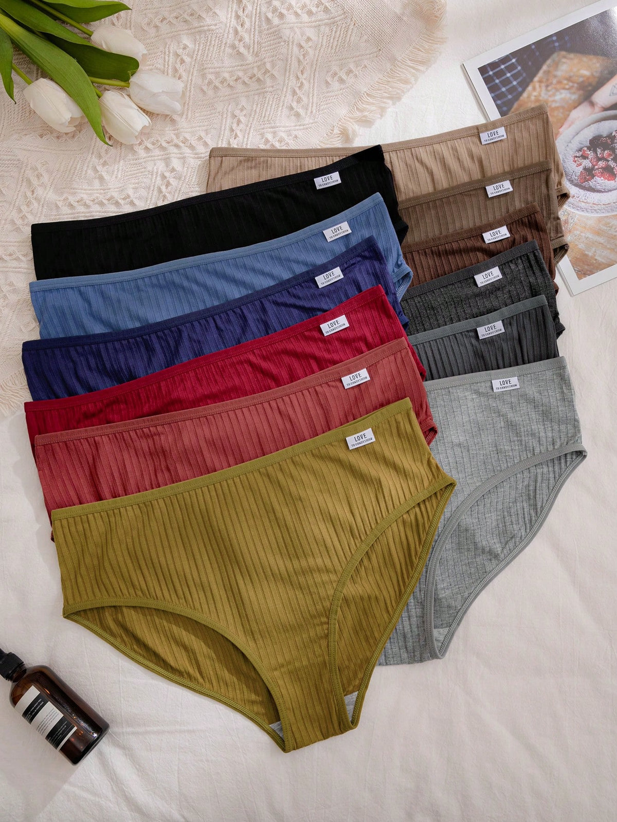 12pcs/Set Casual Plus Size Women's Comfortable Triangle Panties, Simple Style