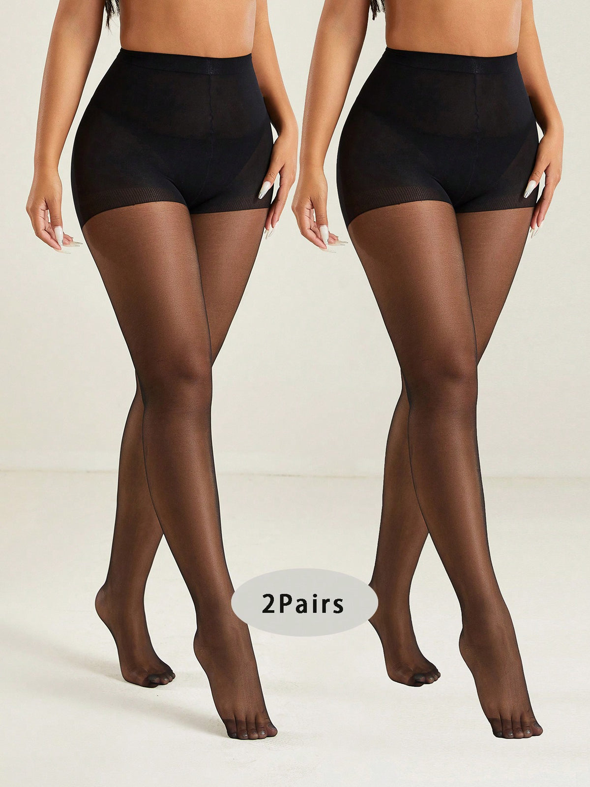 2pairs Women Sexy 20D Sheer Stockings Tights Fashionable Minimalist Pantyhose