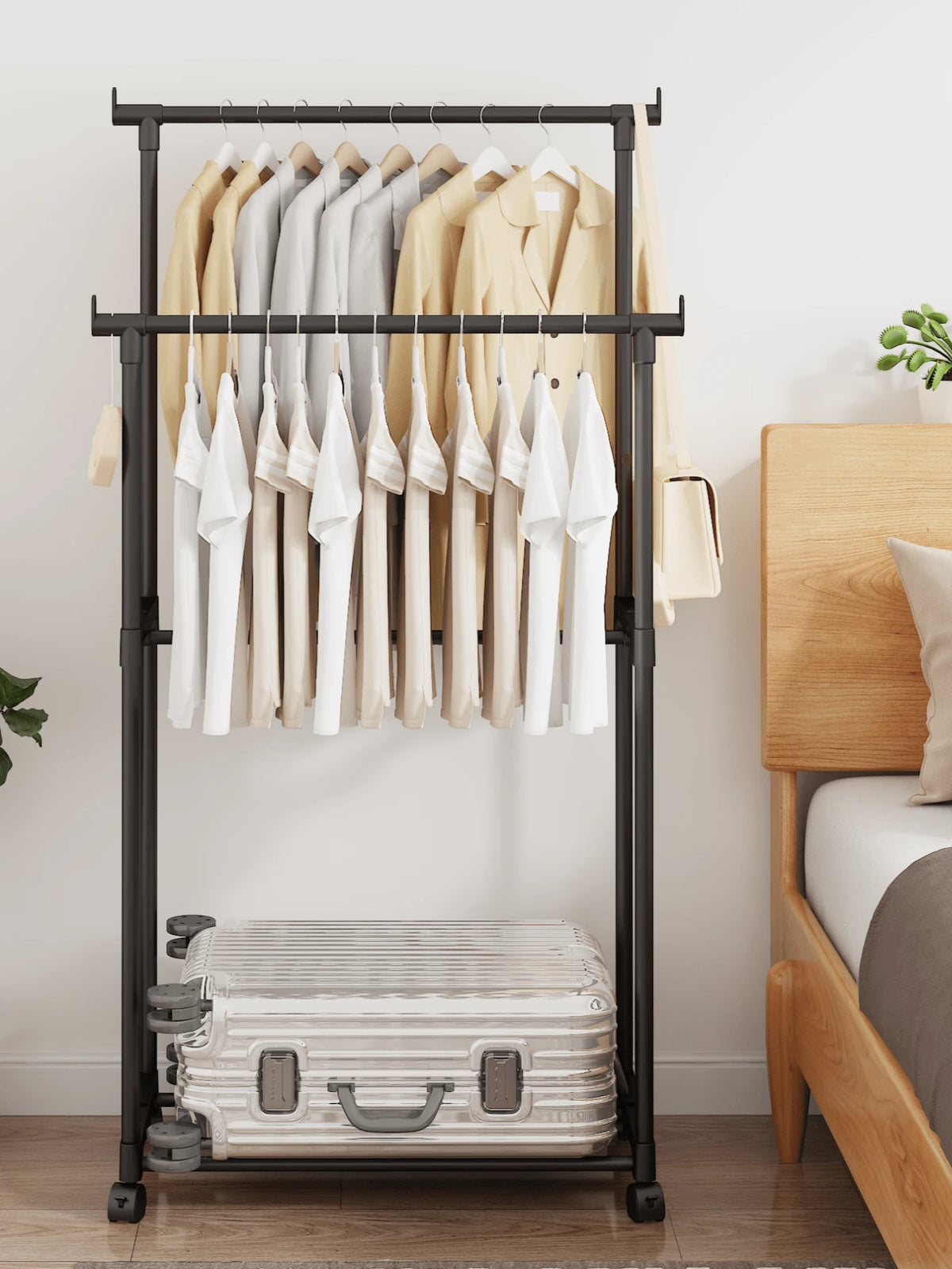 Simple Coat And Hat Rack Floor-Standing Bedroom Household Clothes Hanger, Clothes Storage Shelves, Multi-Function And Luxury Clothes Hanger