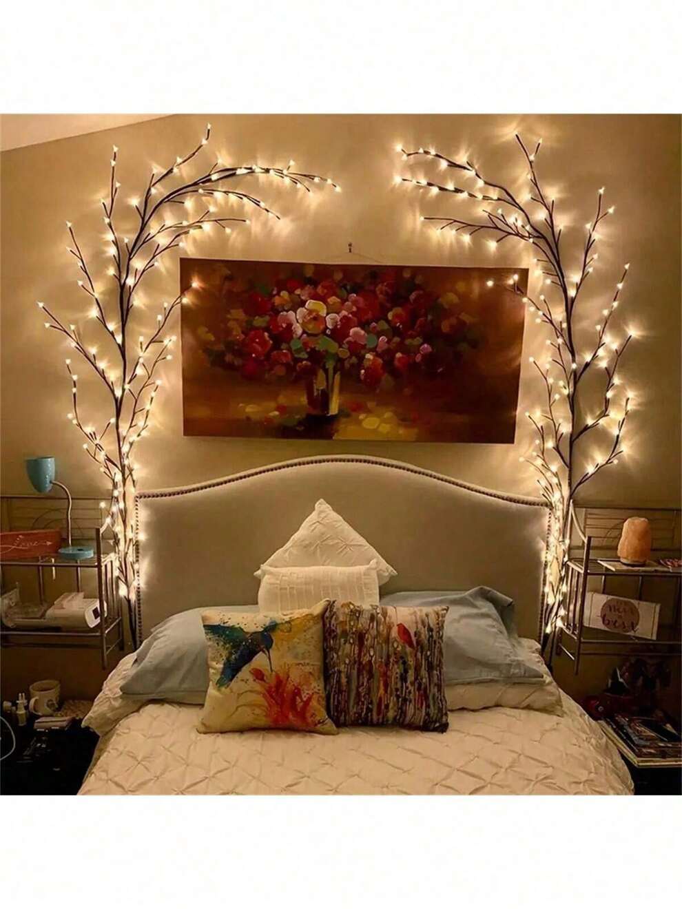 1 Roll Of 16Leds 96Leds Warm Color Branch Light,USB Powered Indoor Wall Artificial Plant Decorative Light,Suitable For Bedroom,Living Room,Vase,Holiday Decoration (The 16Led Model Is A Battery Box Mod