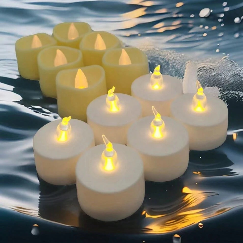 LED Electronic Candle 6pcs Wave Mouth Yellow Flashing+6pcs Warm Yellow Battery Powered Tea Lamp Candle, Flameless LED Light, Can Last For More Than 200 Hours, Suitable For Seasonal Festival Celebratio