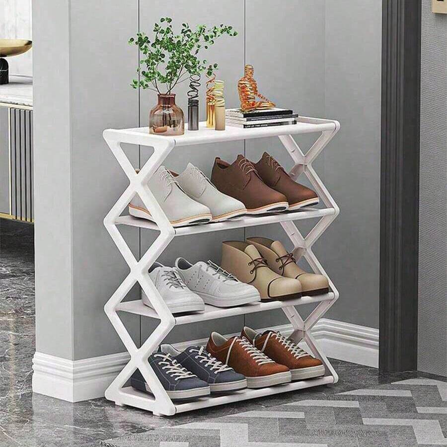 1pcCreative X-Shaped Dustproof Shoe Rack, Steel Pipe Shoe Rack, Easy To Assemble Shoe Rack