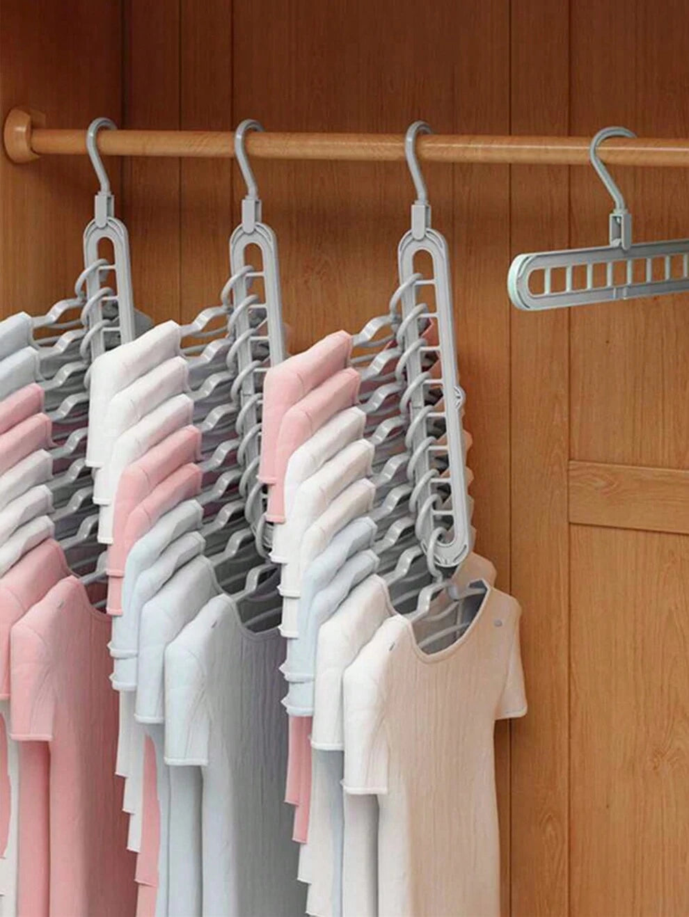 1pc Multifunctional 9-Hole Hanger For Home Wardrobe, Rotatable Clothes Hanger, Storage Rack, Magic Clothes Hanger