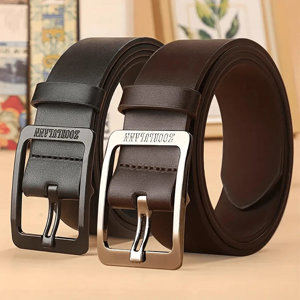 Unisex Alloy Buckle Pin Buckle Casual Pu Leather Jeans Belt, Suitable For Business And Students, Ideal Gift Choice Vintage