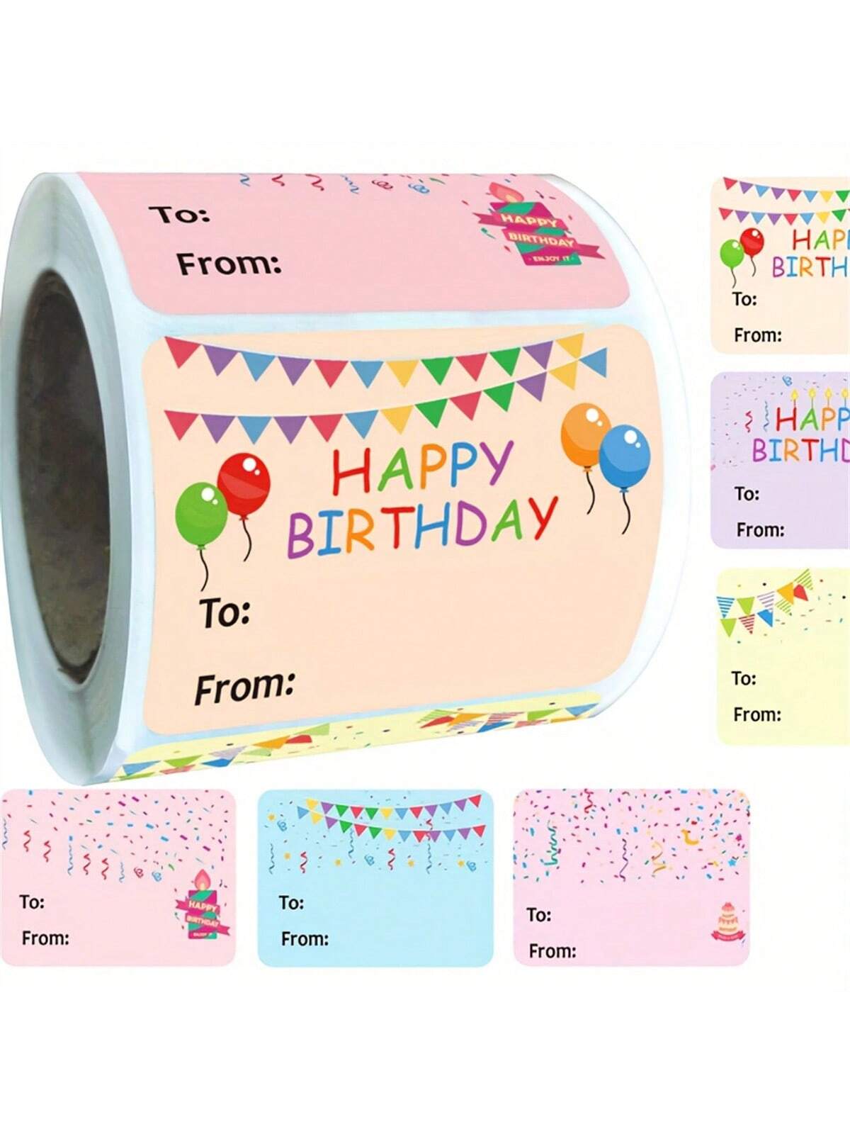 1 Roll Of Colorful Happy Birthday Gift Tags, Gift Labels For Family And Friends, Party Supplies, Box Sealing Stickers, Commercial Product Packaging Labels, Gift Box And Bag Packaging Labels, Seals, Pa