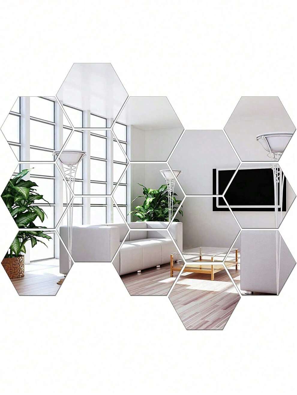 12pcs Large/Medium/Small Hexagon Acrylic Mirror Wall Stickers 3d Wall Art Decors For Home