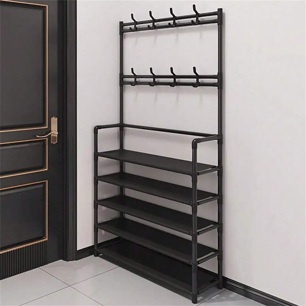 Entryway Coat Rack And Hook Shoe Shelf - Multifunctional Organizer For Shoes, Clothes, Coats, Hats, Bags, And Umbrellas, With Installation Video Tutorial On Homepage