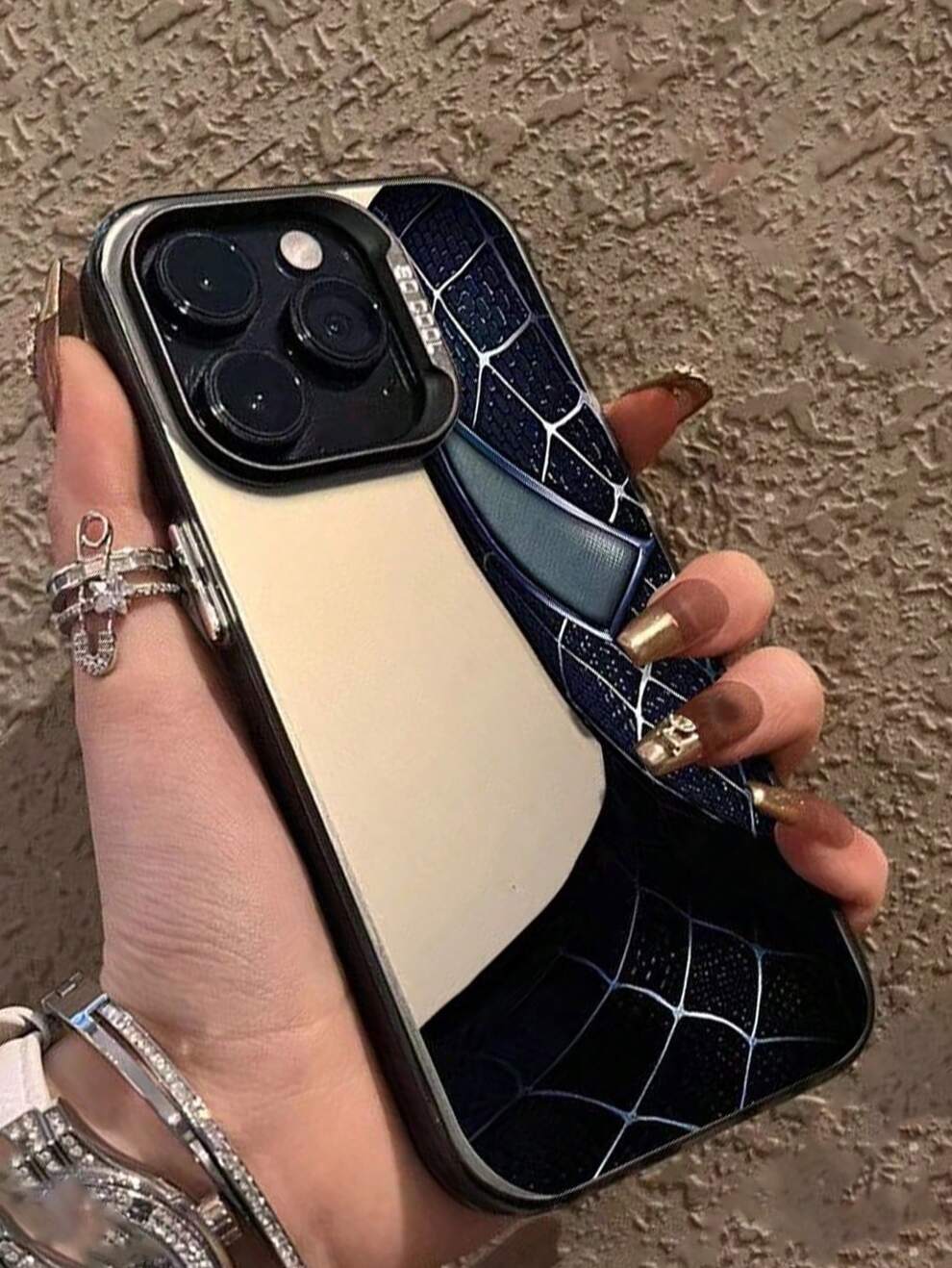 1pc New IMD Material Half Spiderman Phone Case Compatible With Apple IPhone 15, Shockproof 14, Trendy Female 13, Cute 12, Creative 13promax/IPhone12pro/11/15PRO/15PLUS15PROMAX/14PRO/14PLUS/14PROMAX/13